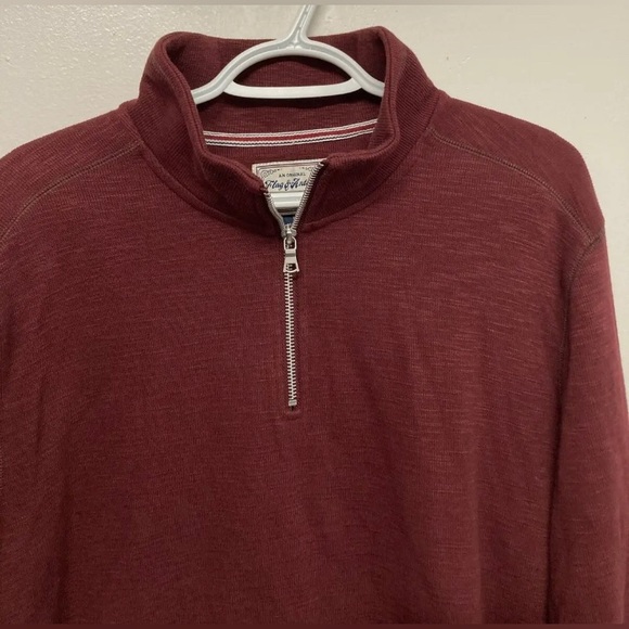 Flag & Anthem Mens 1/4 Zip Sweater Pullover Large Maroon Mid-Weight Stretch - Picture 5 of 13